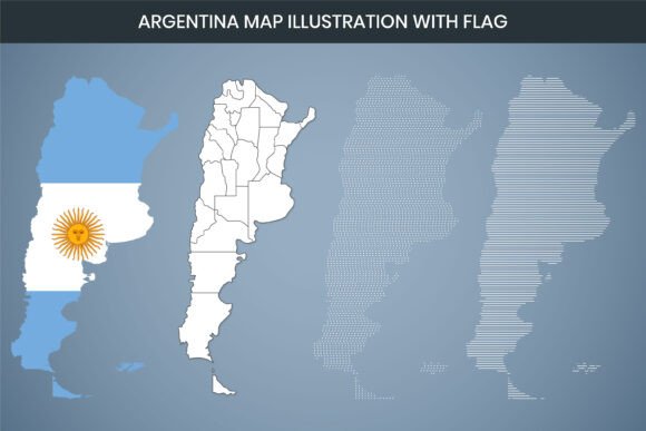 Argentina Map Illustration with Flag