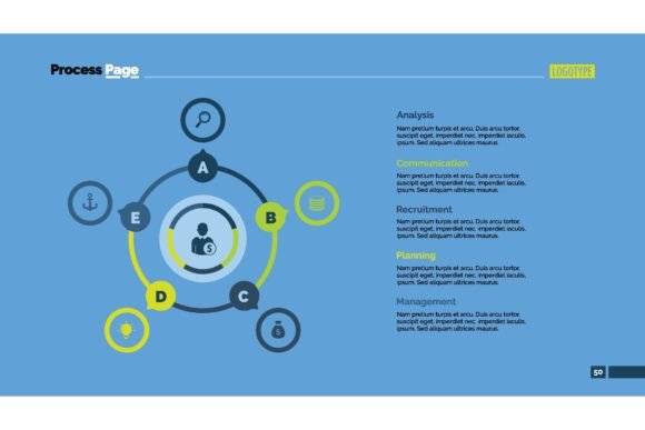 Five Options Circles Process Chart for Dynamic Presentations