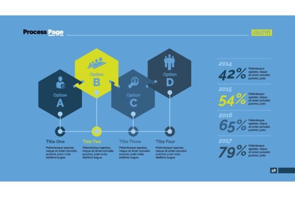 Four Linked Hexagons Percentage Chart