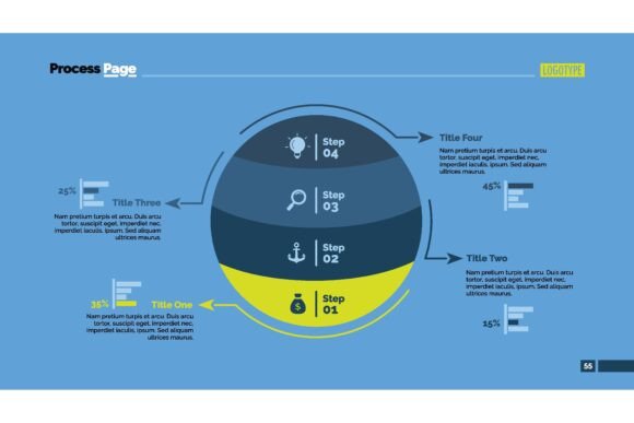 Four Steps Sphere Percentage Chart for Business