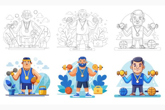 Man Lifting Dumbbells in Gym Vector – A Versatile Visual Tool for Modern Projects