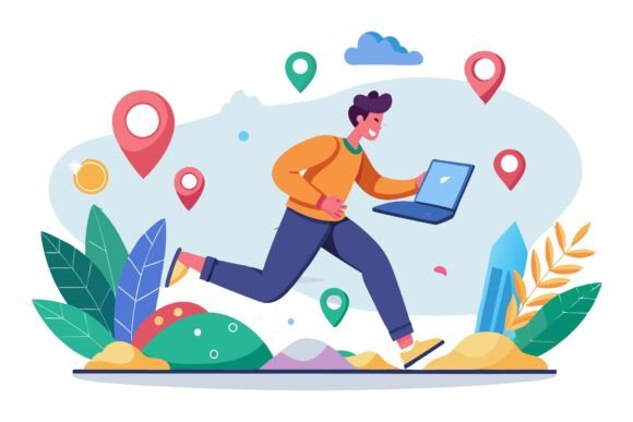 Man Walk with Navigation Vector Illustra: A Versatile Design Resource for Modern Projects