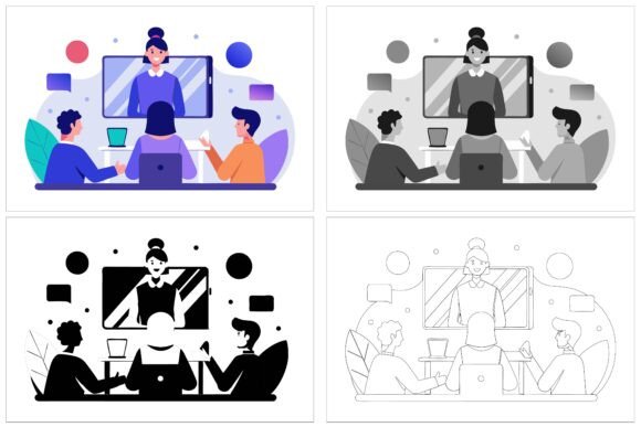 Online Meeting, Video Call Concept Vecto: A Premium AI EPS Illustration Set for Modern Communication